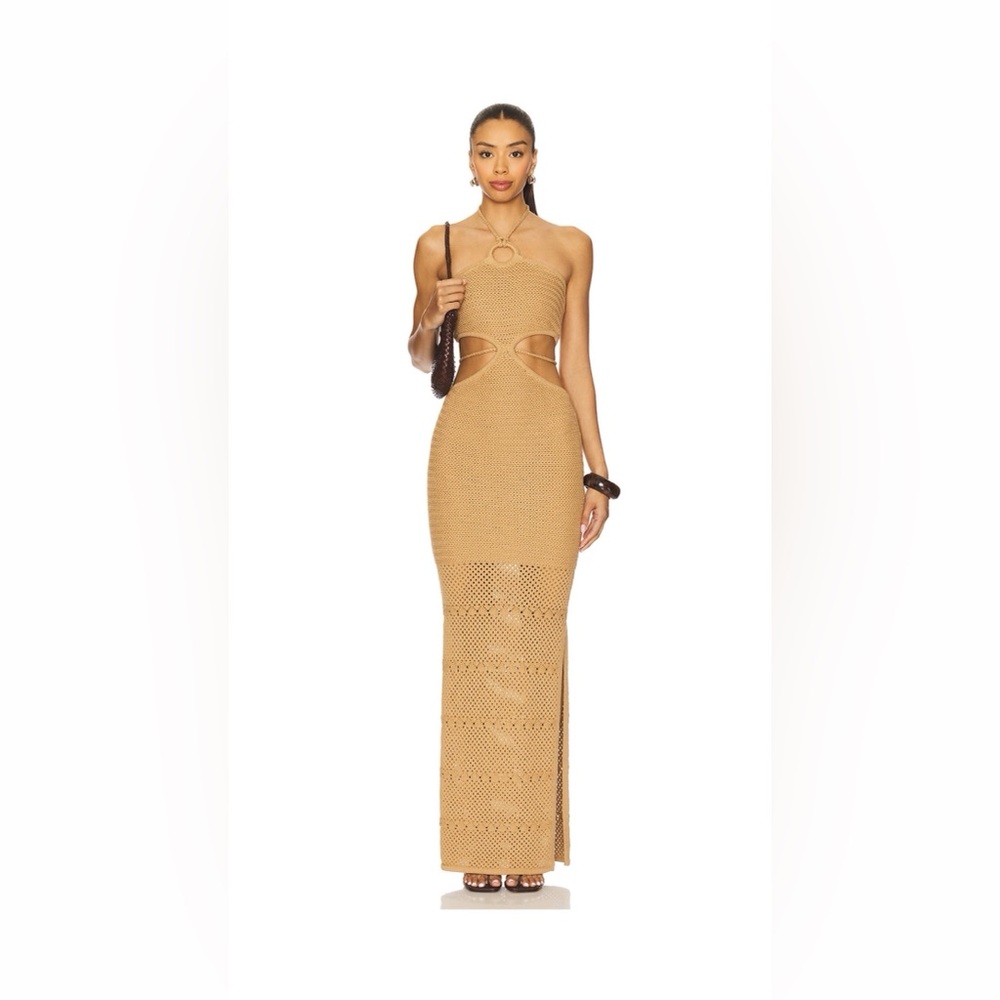 Tularosa Strapless Tan Crochet Dress